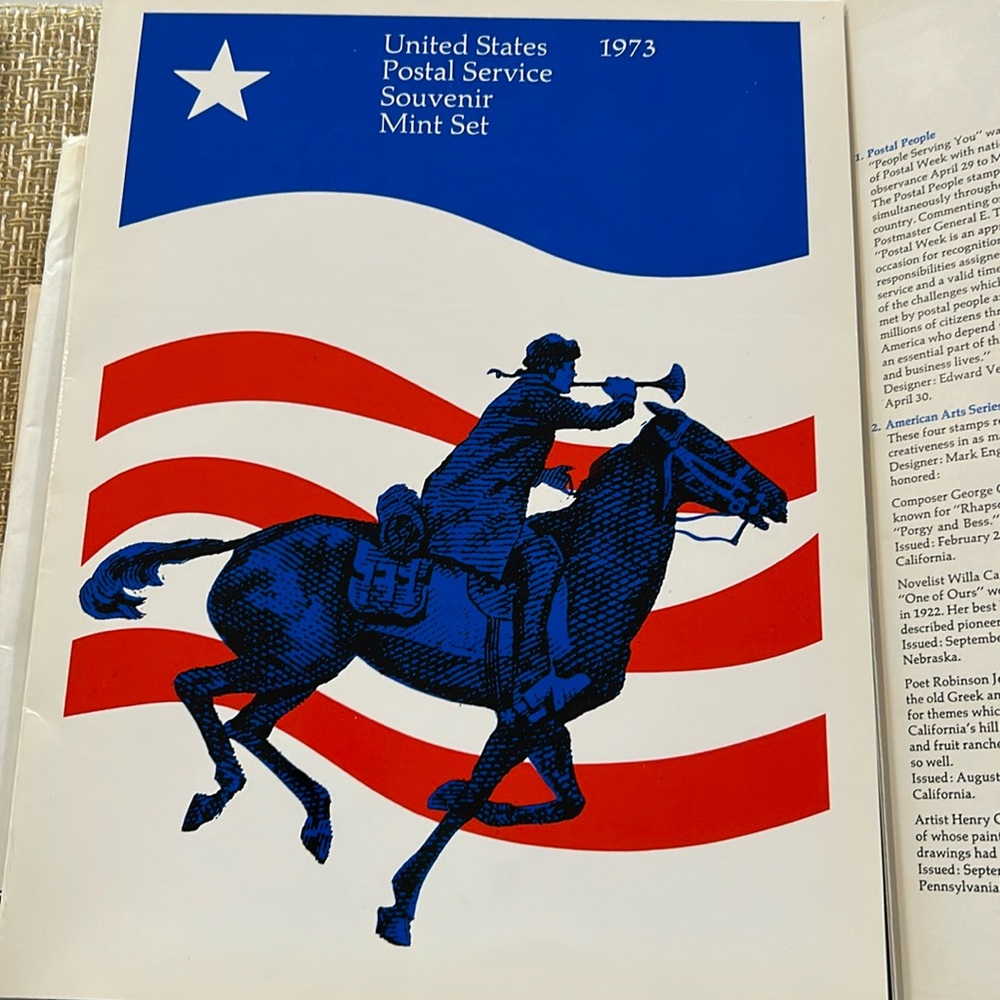 1973 USPS souvenir mini stamp set.